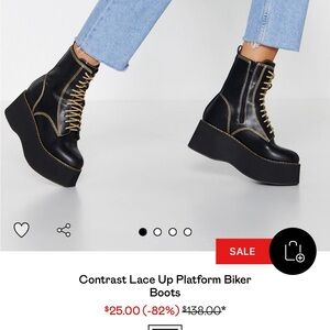 Platform contrast biker boot